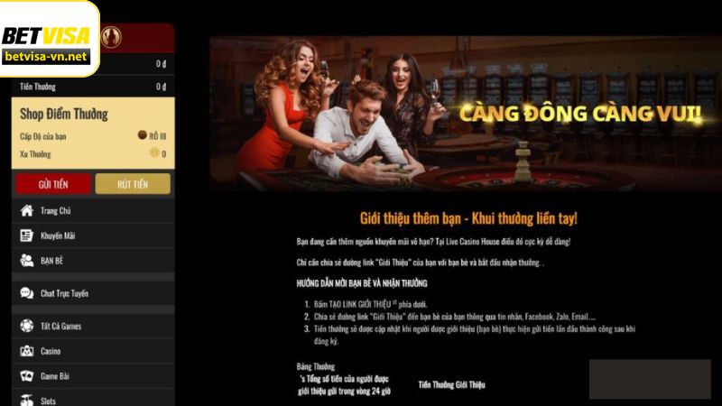 Giới Thiệu Bạn Bè - Cơ Hội Kiếm Thưởng Lớn Tại Betvisa 3 Nhận thưởng giới thiệu bạn bè chỉ với 4 bước dễ dàng